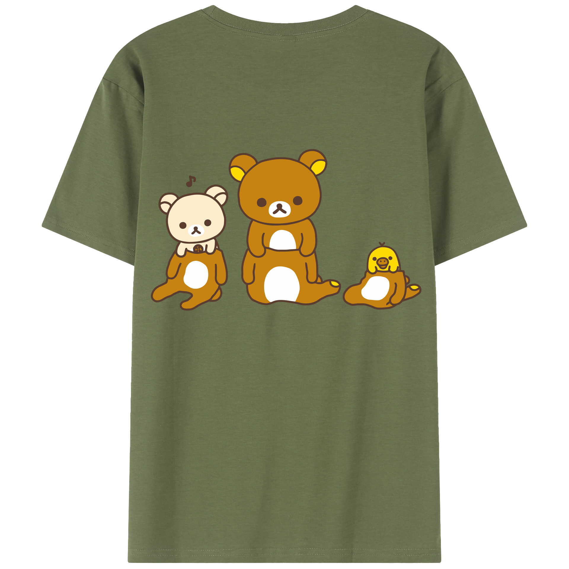 （画像用） リラックマ リラックマ キイロイトリ Rilakkuma Korilakkuma Kiiroitori 綿100％半袖Tシャツ（背面プリント）